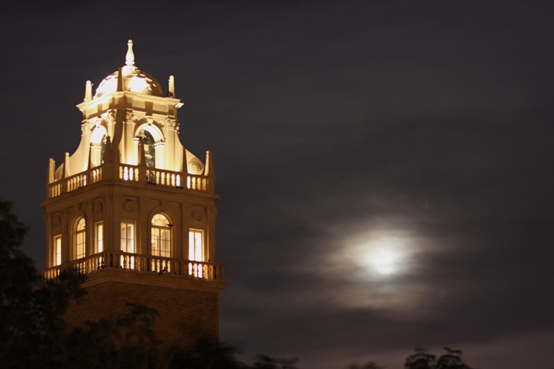 Bell Tower
                and Full Moon July 6 2009